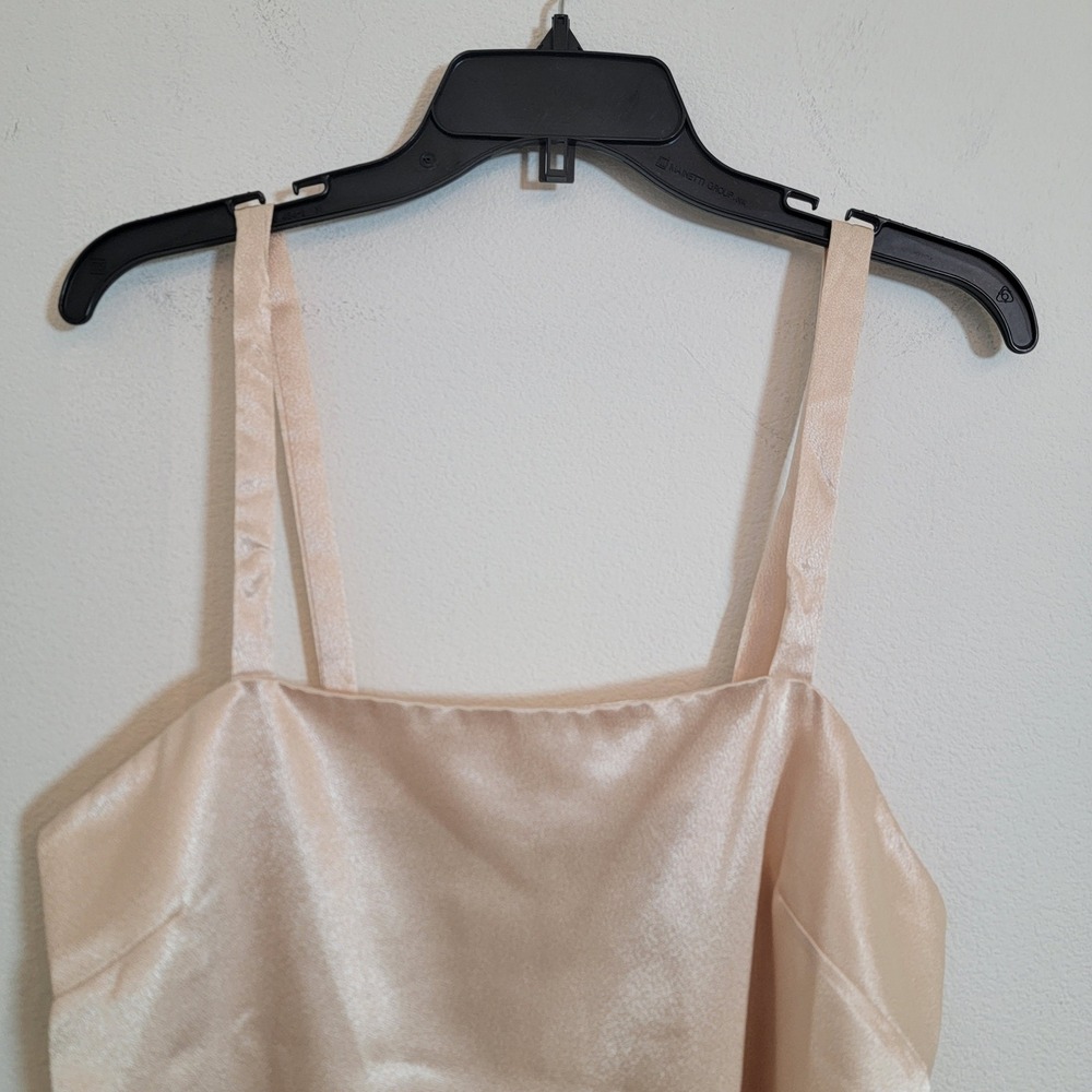 Vintage 90s Laurence Miller Satin Top Made in USA Sz 14 Champagne Cami Top Beige - Picture 3 of 9